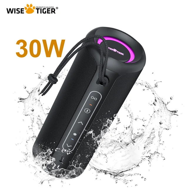 WISETIGER P3 Portable Bluetooth Speaker 30W IPX7 Waterproof Powerful Sound Box Bass Boost BT5.3 RGB Dual Pairing TWSConnectivity 1